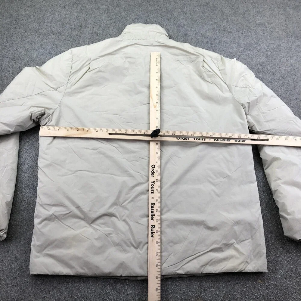Hill City Jacket Mens Medium Beige Nylon Snap Front Puffer Lightweight Insulated
